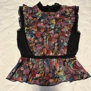 Club Monaco Multicolor Floral Ruffle Blouse